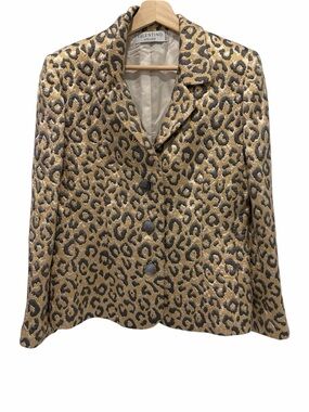 Valentino Metallic Leopard-Print Blazer in Gold and Black
